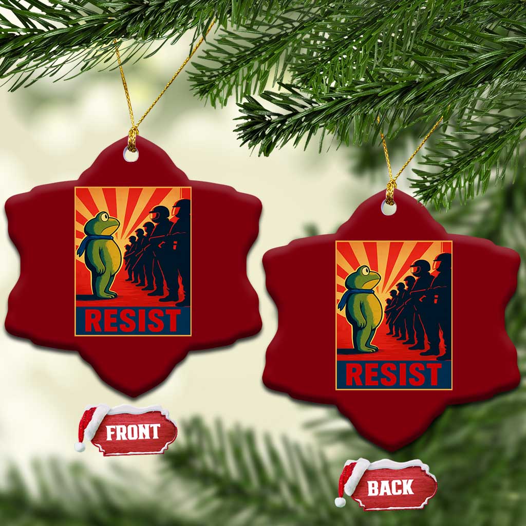 Frog Resist Ceramic Ornament Free Portland Oregon Poster Graphic Freedom Fighters - Wonder Print Shop