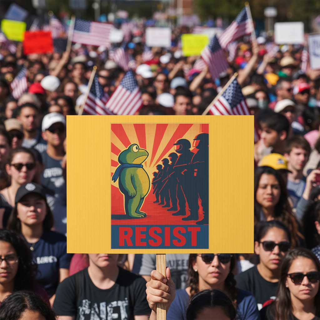 Frog Resist Protest Sign Free Portland Oregon Poster Graphic Freedom Fighters - Wonder Print Shop