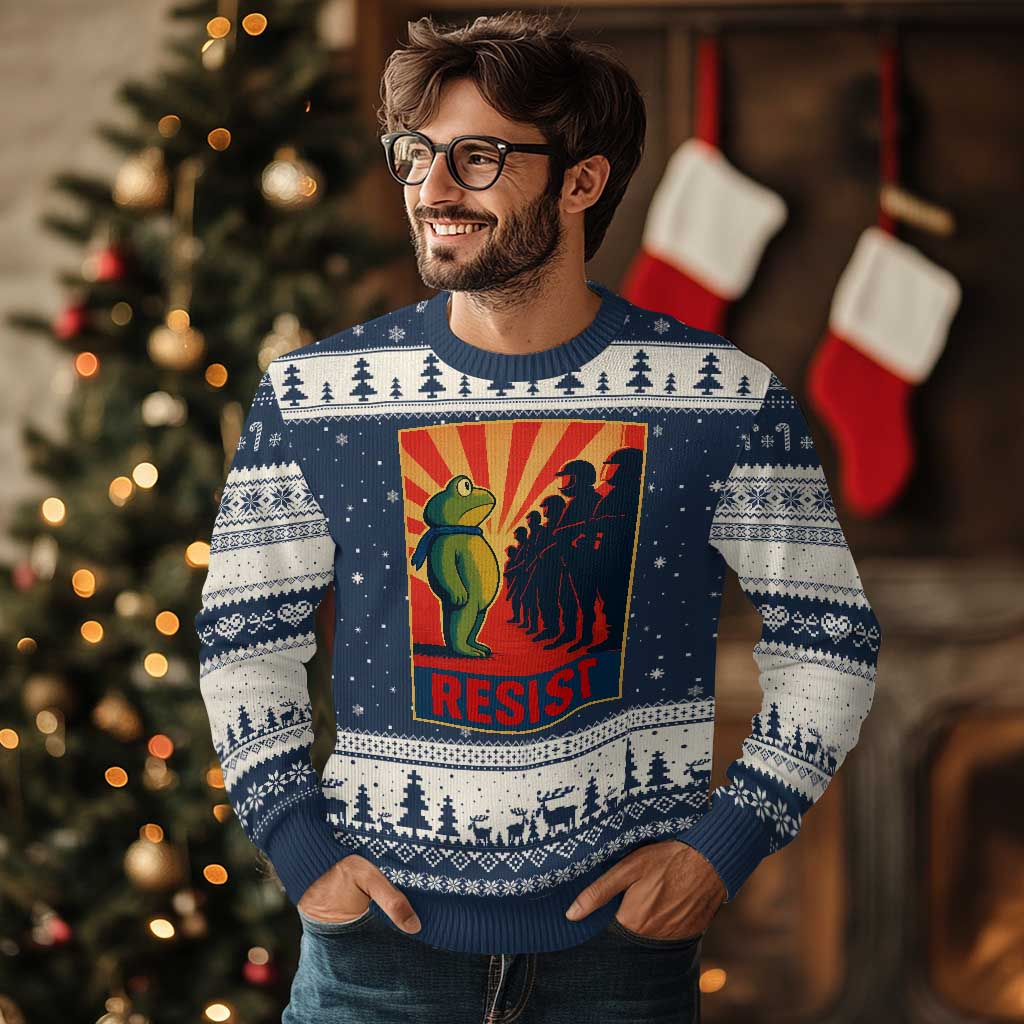 Frog Resist Ugly Christmas Sweater Free Portland Oregon Poster Graphic Freedom Fighters - Wonder Print Shop