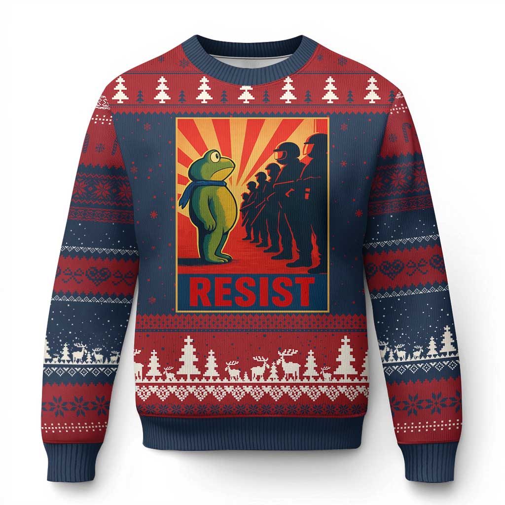 Frog Resist Ugly Christmas Sweater Free Portland Oregon Poster Graphic Freedom Fighters - Wonder Print Shop