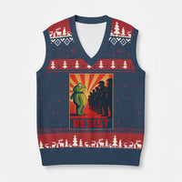 Frog Resist V-Neck Knit Sweater Vest Free Portland Oregon Poster Graphic Freedom Fighters - Wonder Print Shop