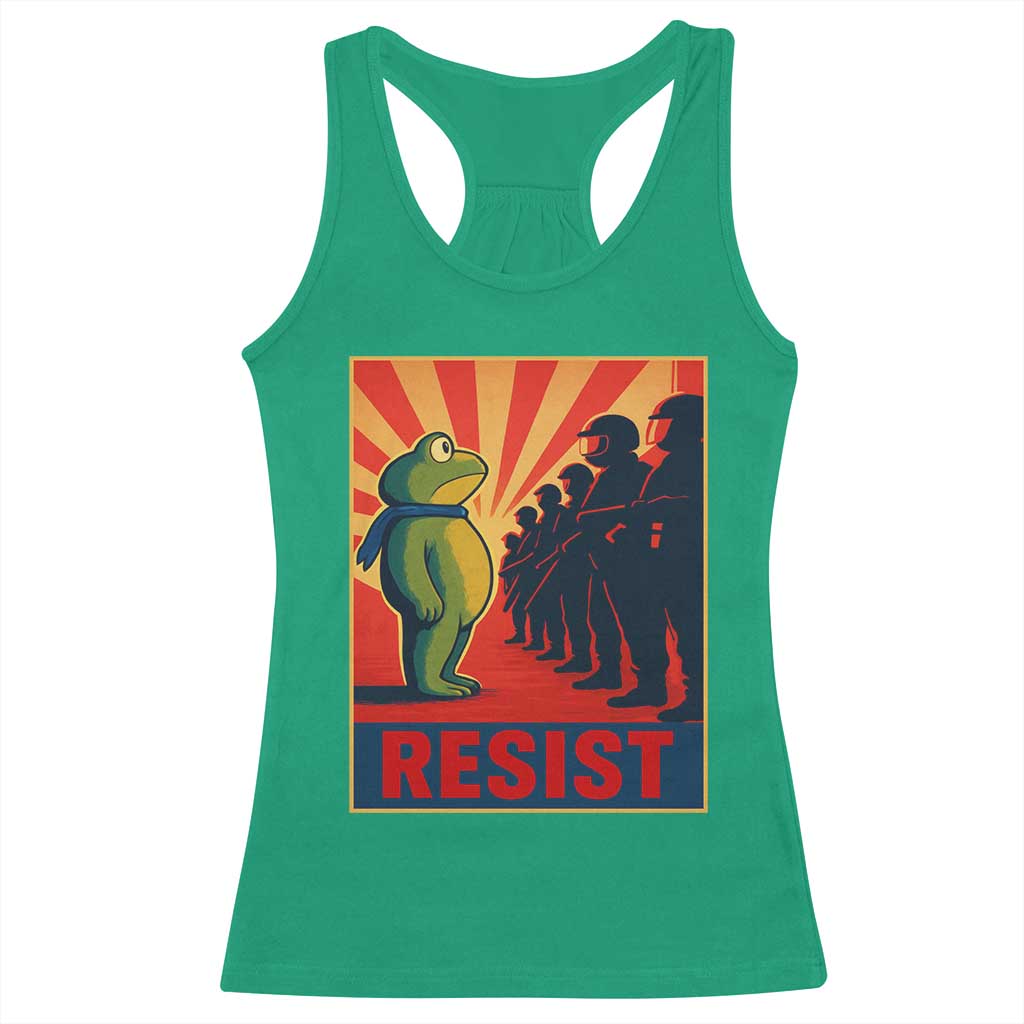 Frog Resist Racerback Tank Top Free Portland Oregon Poster Graphic Freedom Fighters - Wonder Print Shop