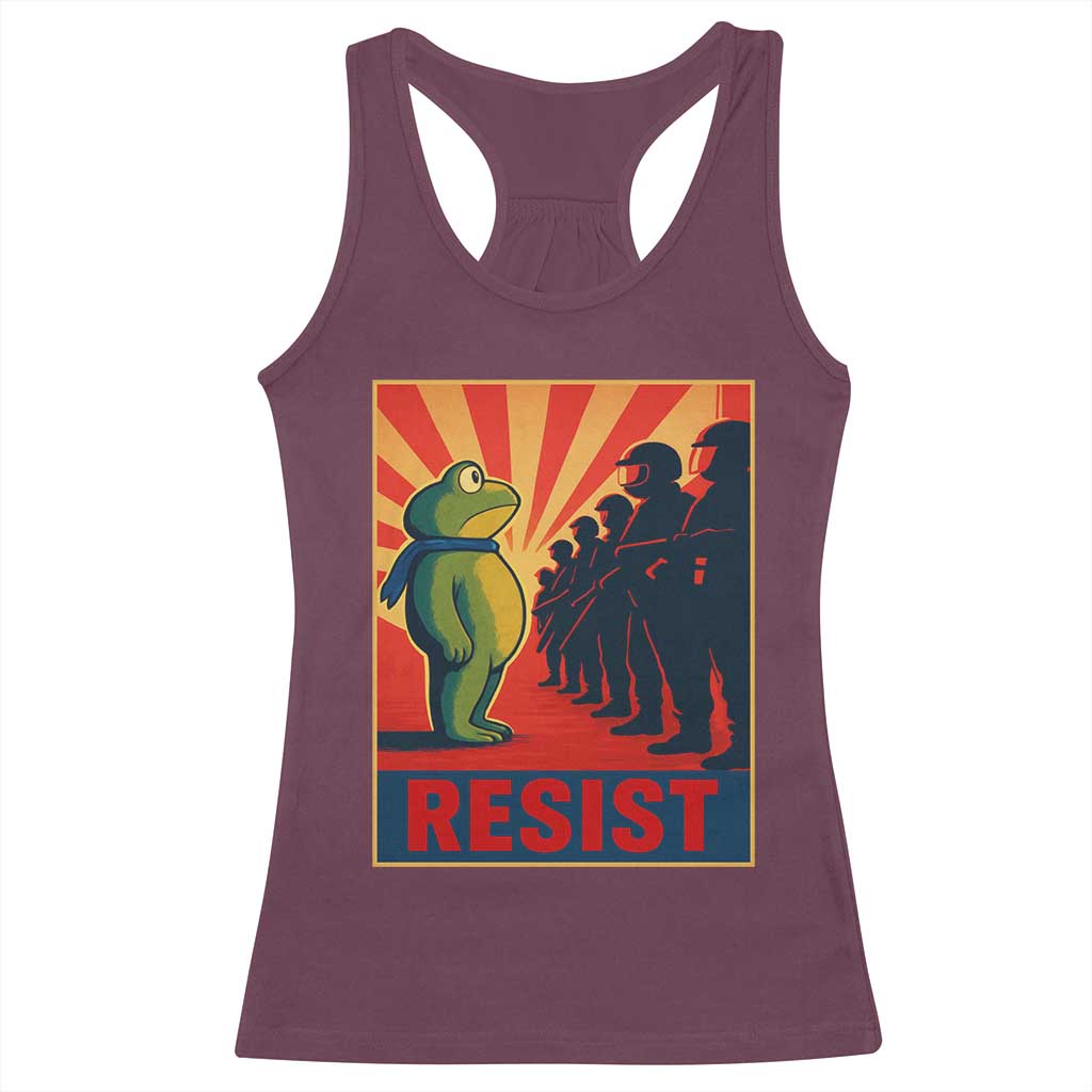 Frog Resist Racerback Tank Top Free Portland Oregon Poster Graphic Freedom Fighters - Wonder Print Shop