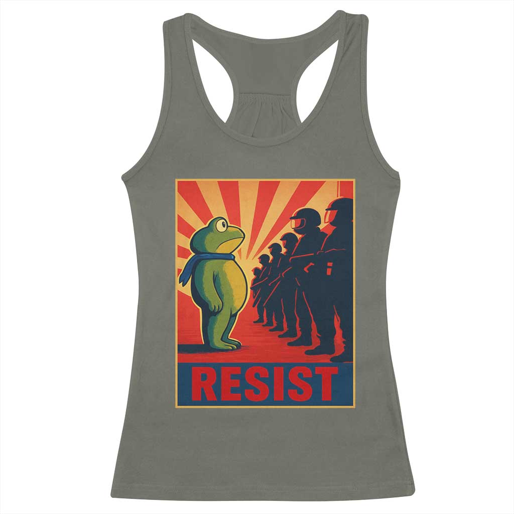 Frog Resist Racerback Tank Top Free Portland Oregon Poster Graphic Freedom Fighters - Wonder Print Shop