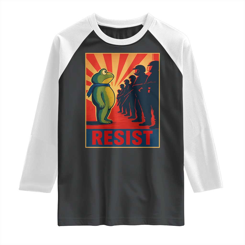 Frog Resist Raglan Shirt Free Portland Oregon Poster Graphic Freedom Fighters - Wonder Print Shop