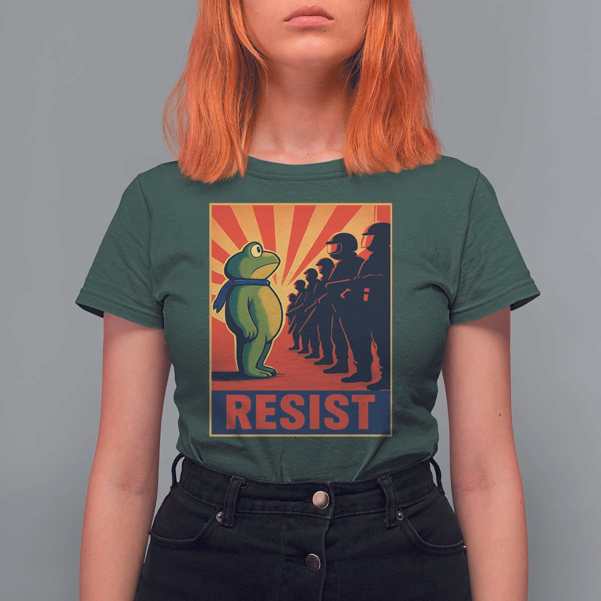 Frog Resist T Shirt For Women Free Portland Oregon Poster Graphic Freedom Fighters - Wonder Print Shop