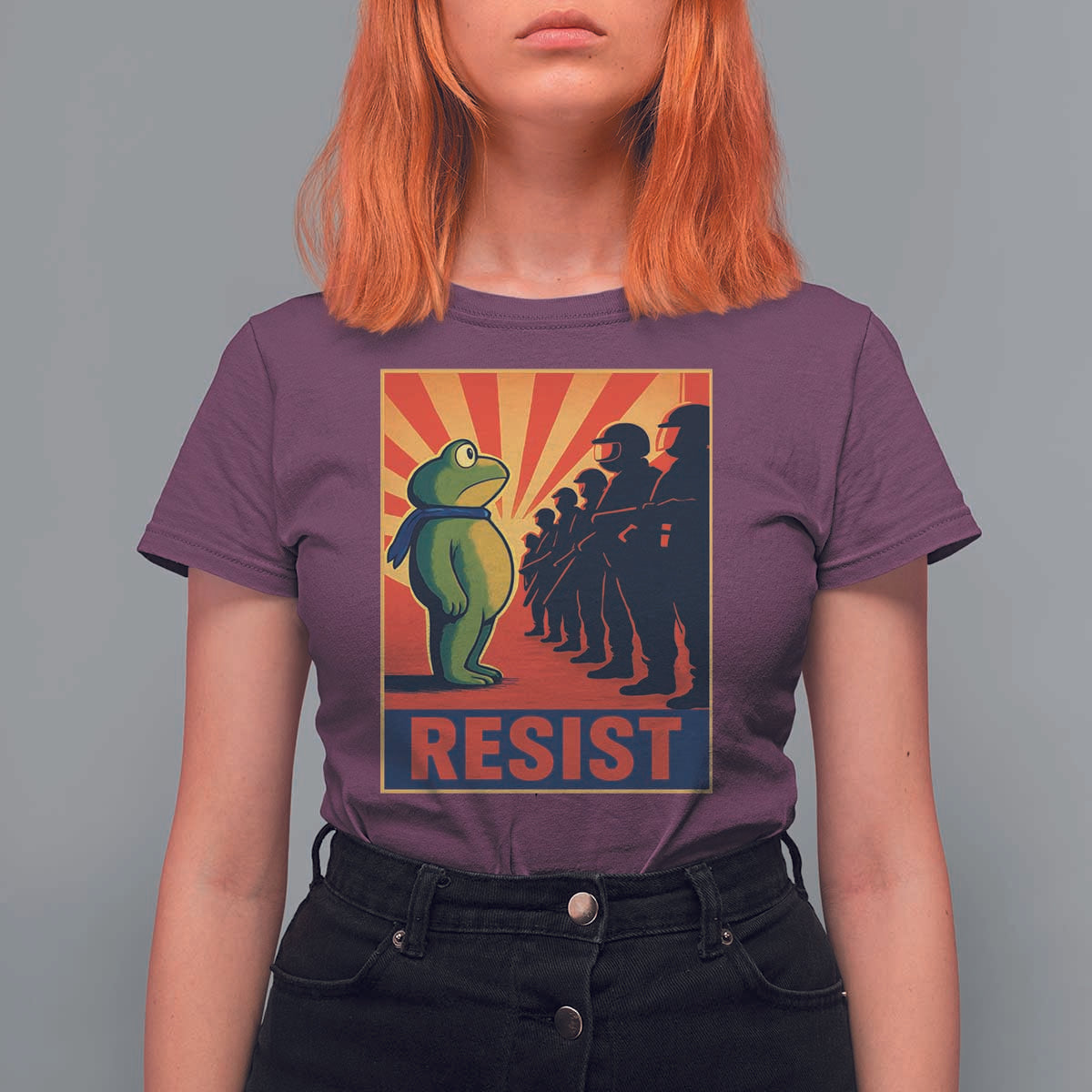 Frog Resist T Shirt For Women Free Portland Oregon Poster Graphic Freedom Fighters - Wonder Print Shop