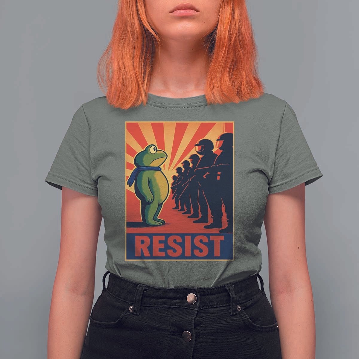 Frog Resist T Shirt For Women Free Portland Oregon Poster Graphic Freedom Fighters - Wonder Print Shop