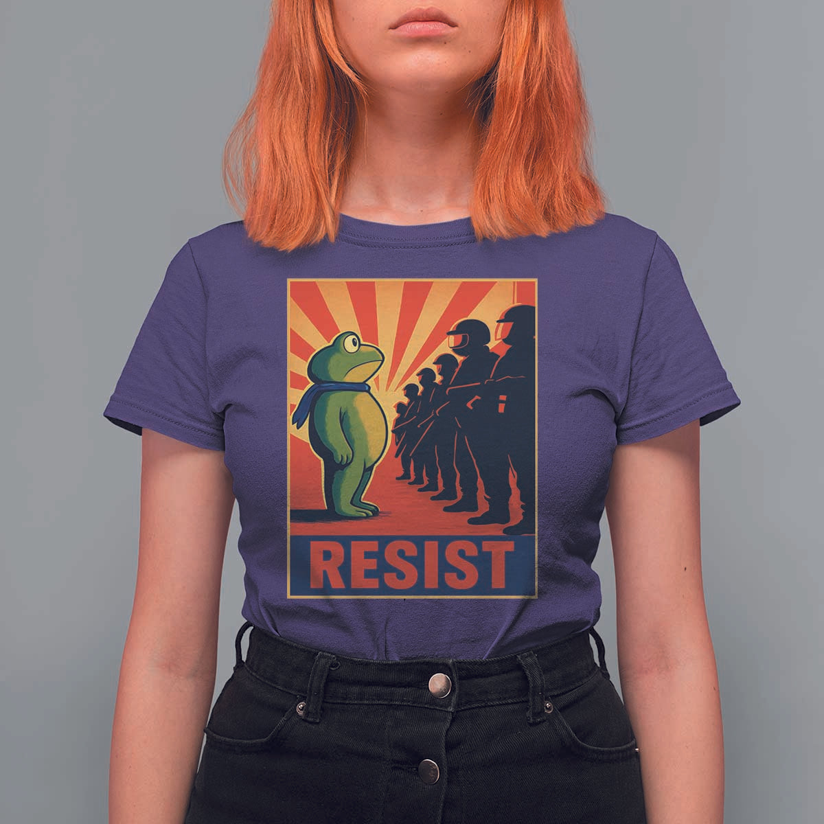 Frog Resist T Shirt For Women Free Portland Oregon Poster Graphic Freedom Fighters - Wonder Print Shop