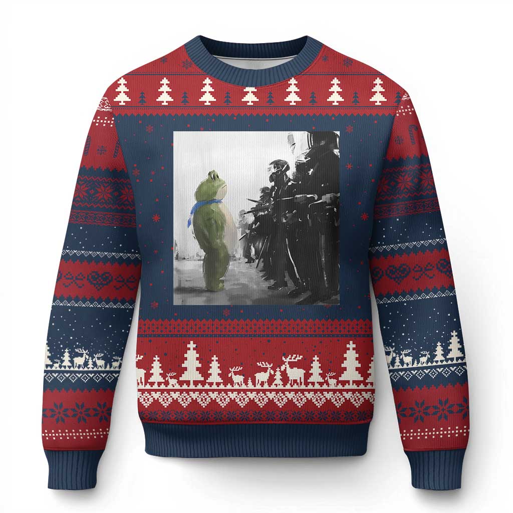 Frog Resist Ugly Christmas Sweater Free Portland Oregon Freedom Fighters - Wonder Print Shop