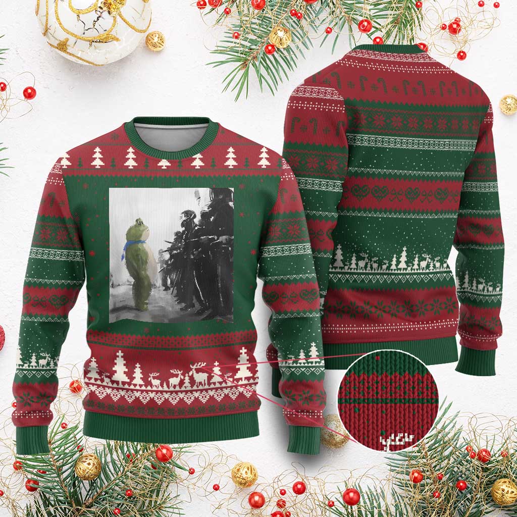 Frog Resist Ugly Christmas Sweater Free Portland Oregon Freedom Fighters - Wonder Print Shop
