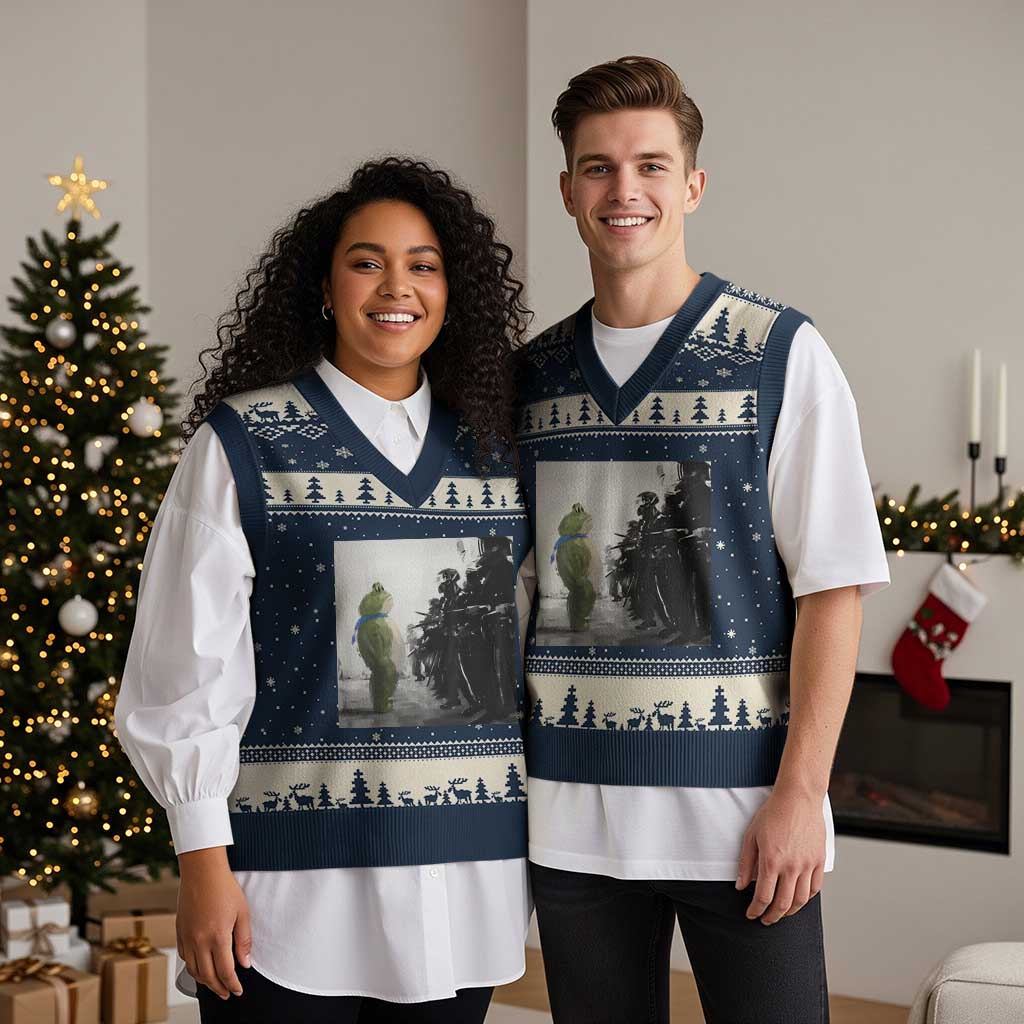 Frog Resist V-Neck Knit Sweater Vest Free Portland Oregon Freedom Fighters - Wonder Print Shop