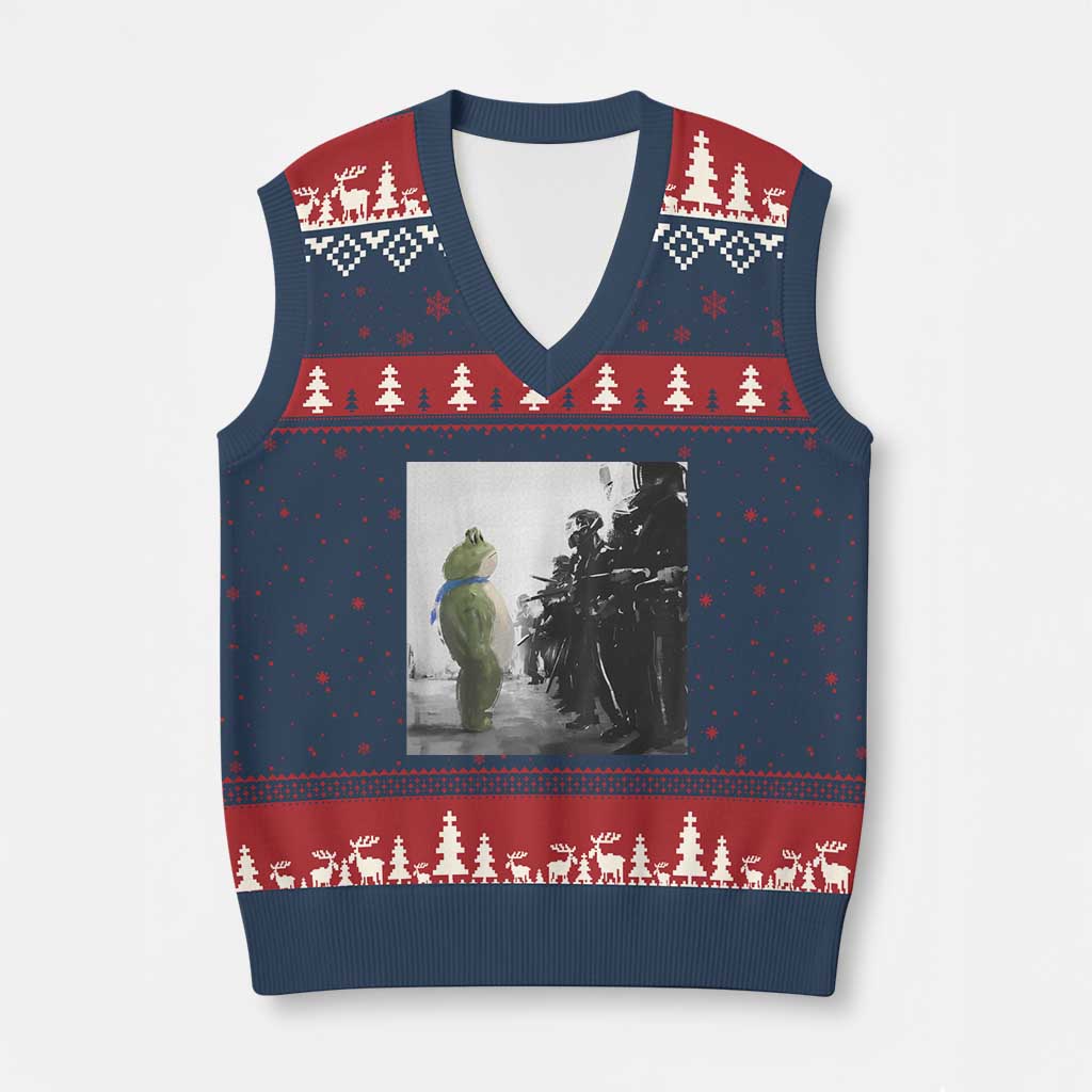 Frog Resist V-Neck Knit Sweater Vest Free Portland Oregon Freedom Fighters - Wonder Print Shop