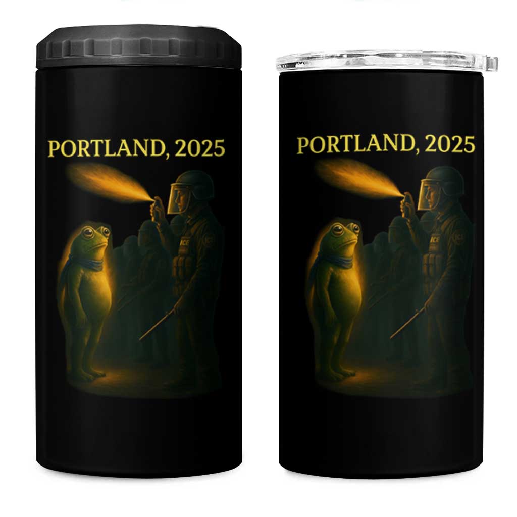 Resist Frog Political Poste 4 in 1 Can Cooler Tumbler Free Portland Vintage Protest Graphic - Wonder Print Shop