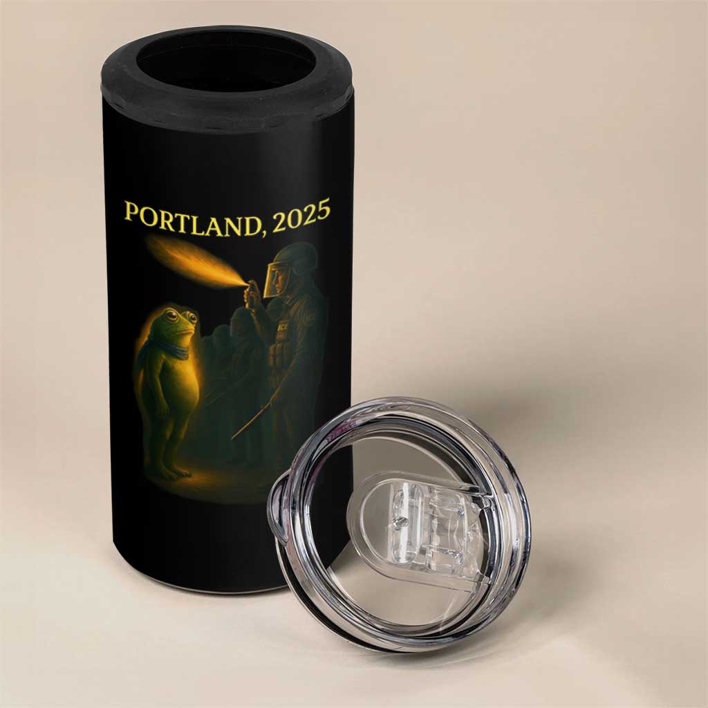 Resist Frog Political Poste 4 in 1 Can Cooler Tumbler Free Portland Vintage Protest Graphic - Wonder Print Shop