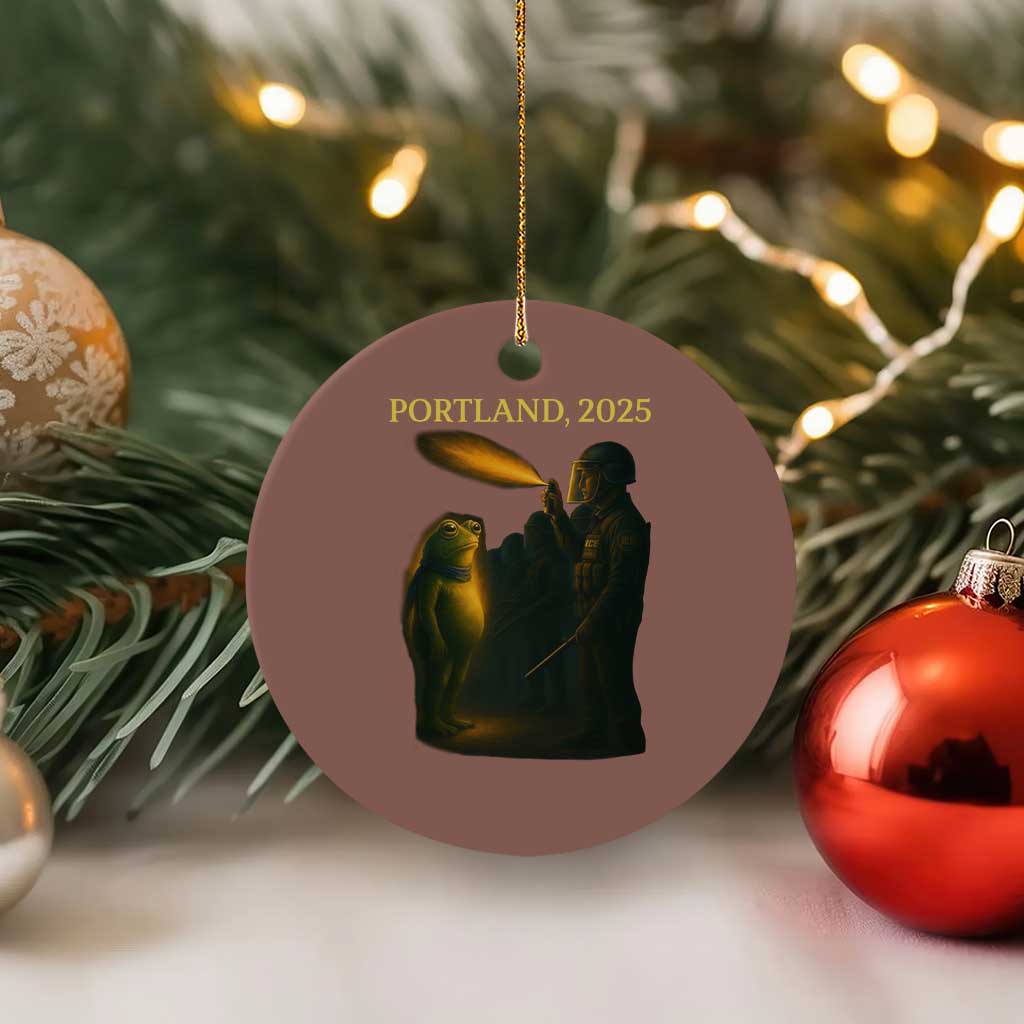 Resist Frog Political Poste Ceramic Ornament Free Portland Vintage Protest Graphic - Wonder Print Shop