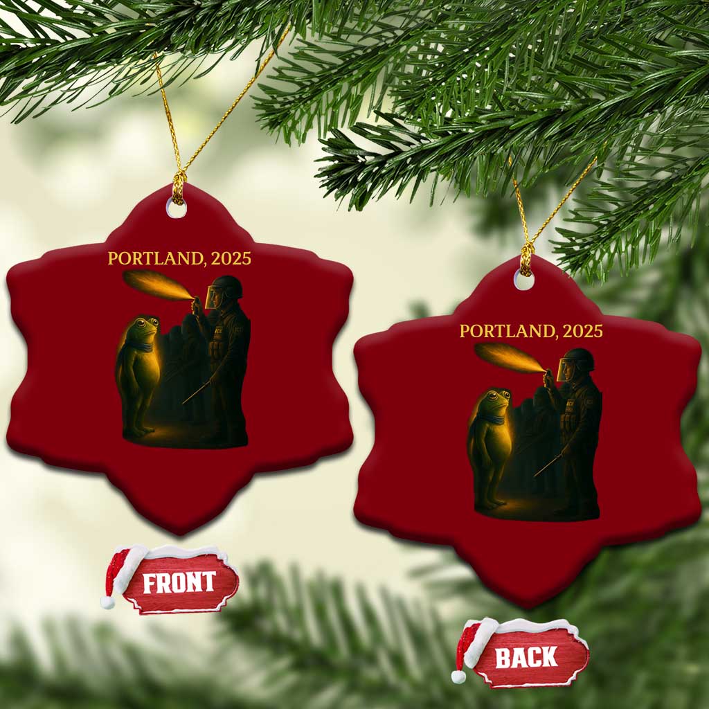 Resist Frog Political Poste Ceramic Ornament Free Portland Vintage Protest Graphic - Wonder Print Shop