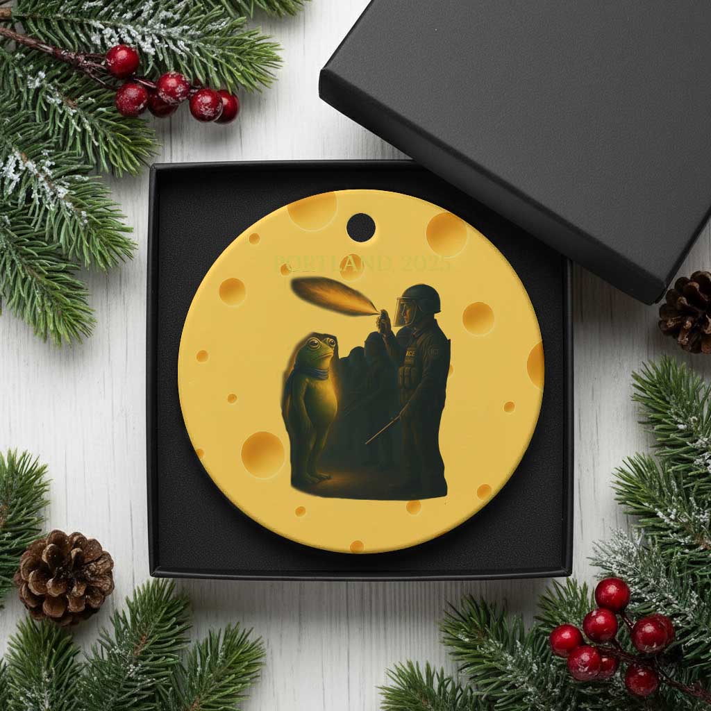 Resist Frog Political Poste Ceramic Ornament Free Portland Vintage Protest Graphic - Wonder Print Shop