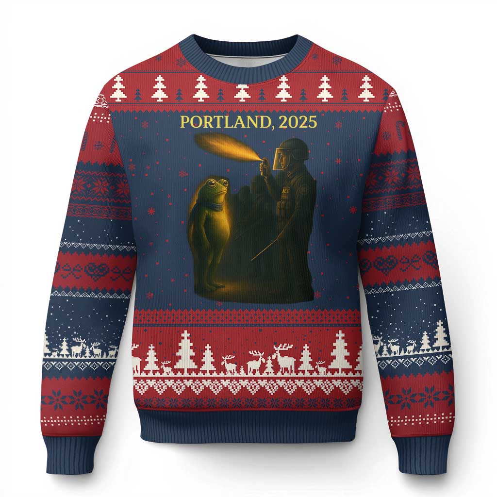 Resist Frog Political Poste Ugly Christmas Sweater Free Portland Vintage Protest Graphic - Wonder Print Shop