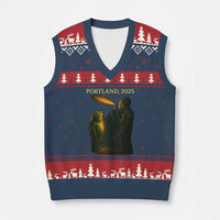Resist Frog Political Poste V-Neck Knit Sweater Vest Free Portland Vintage Protest Graphic - Wonder Print Shop