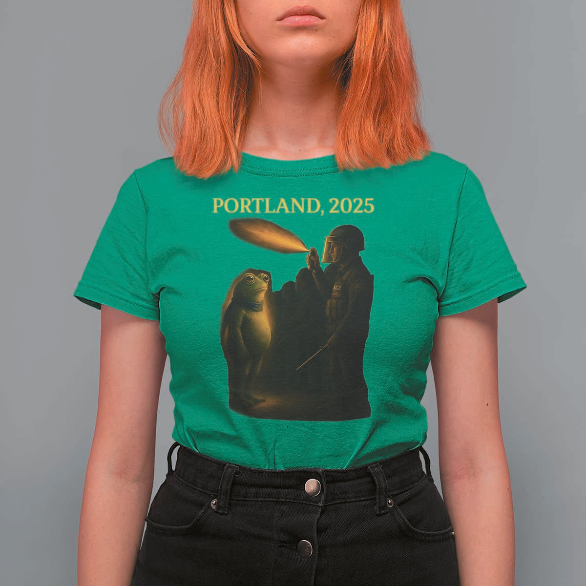 Resist Frog Political Poste T Shirt For Women Free Portland Vintage Protest Graphic - Wonder Print Shop
