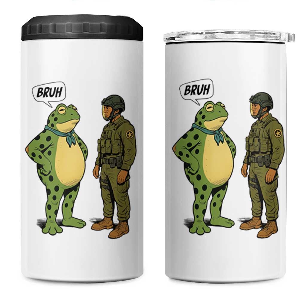 Funny Frog Bruh Resist Meme 4 in 1 Can Cooler Tumbler Free Portland Oregon Political Satire - Wonder Print Shop
