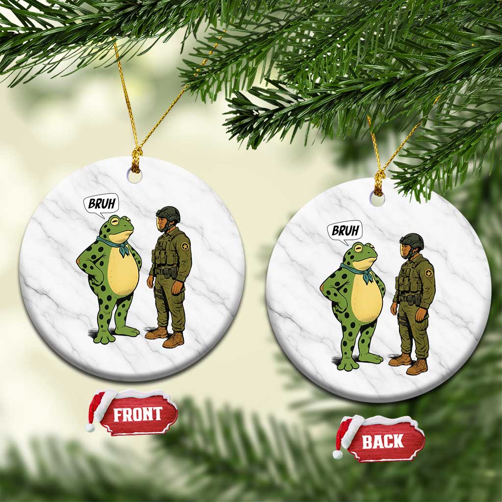 Funny Frog Bruh Resist Meme Ceramic Ornament Free Portland Oregon Political Satire - Wonder Print Shop