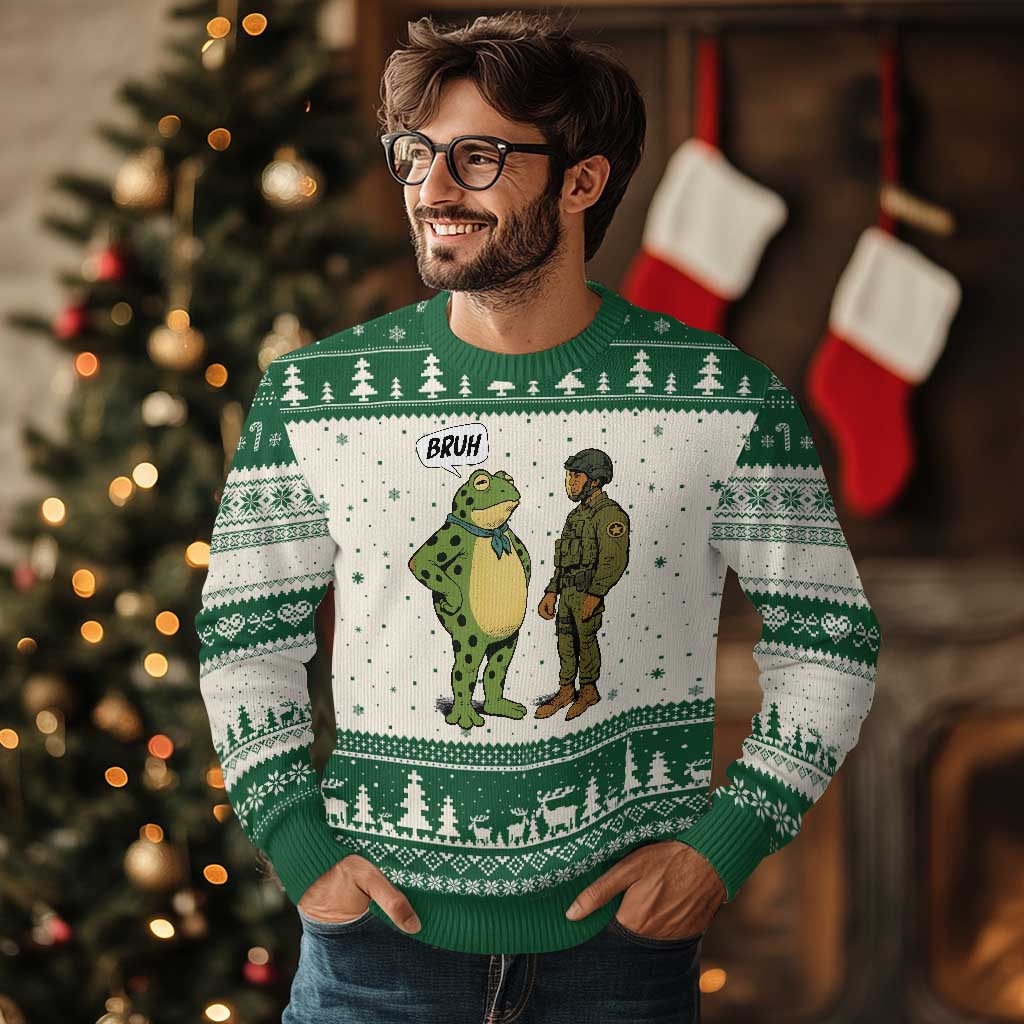 Funny Frog Bruh Resist Meme Ugly Christmas Sweater Free Portland Oregon Political Satire - Wonder Print Shop
