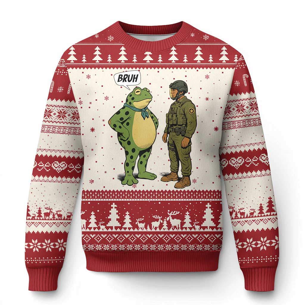 Funny Frog Bruh Resist Meme Ugly Christmas Sweater Free Portland Oregon Political Satire - Wonder Print Shop