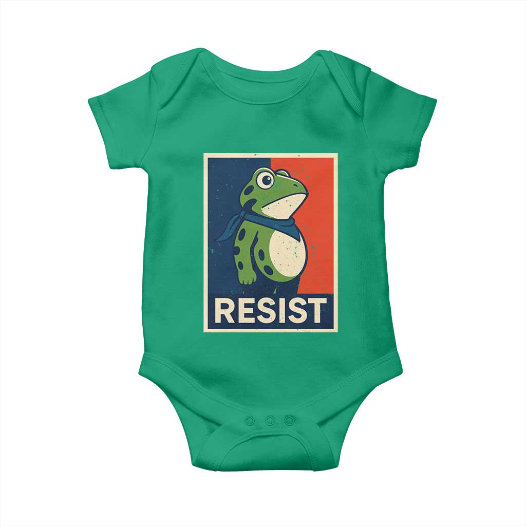Portland 2025 Protest Baby Onesie Frog Resist Against Pepper Spray - Wonder Print Shop