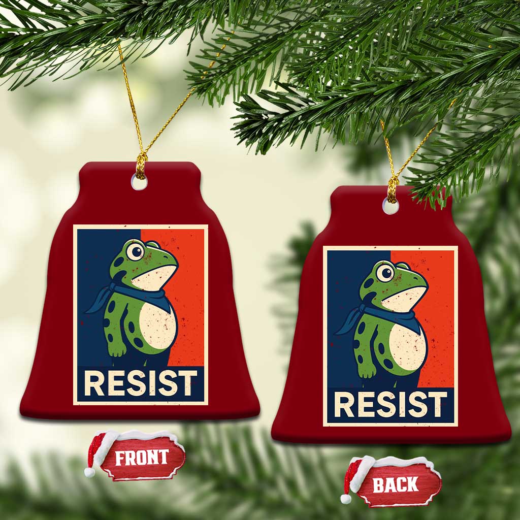 Portland 2025 Protest Ceramic Ornament Frog Resist Against Pepper Spray - Wonder Print Shop