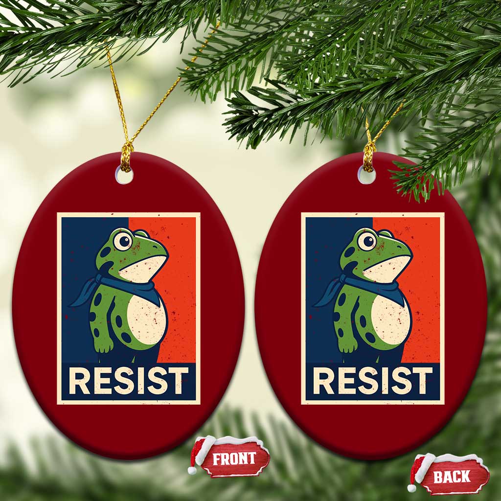 Portland 2025 Protest Ceramic Ornament Frog Resist Against Pepper Spray - Wonder Print Shop