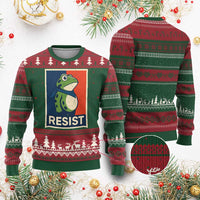 Portland 2025 Protest Ugly Christmas Sweater Frog Resist Against Pepper Spray - Wonder Print Shop