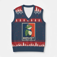 Portland 2025 Protest V-Neck Knit Sweater Vest Frog Resist Against Pepper Spray - Wonder Print Shop