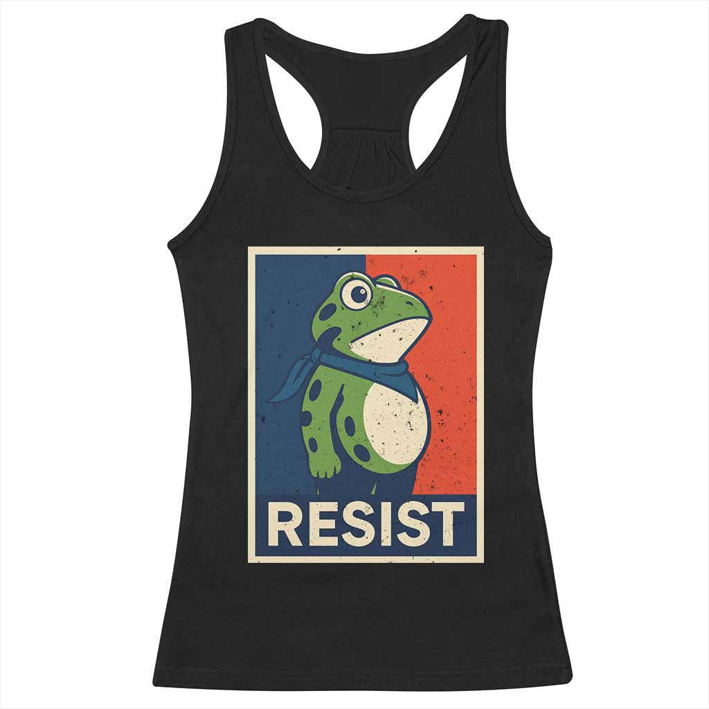 Portland 2025 Protest Racerback Tank Top Frog Resist Against Pepper Spray - Wonder Print Shop