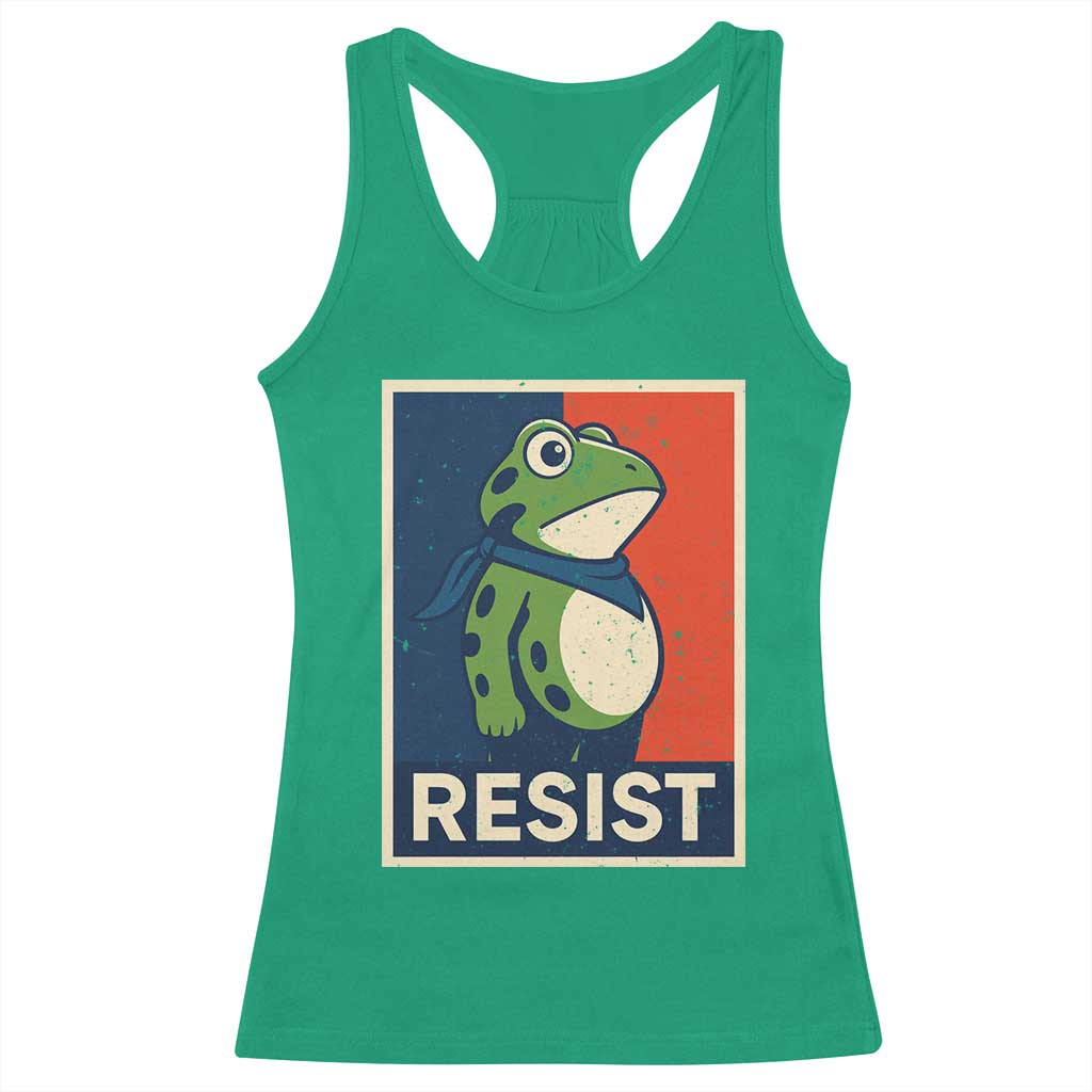 Portland 2025 Protest Racerback Tank Top Frog Resist Against Pepper Spray - Wonder Print Shop