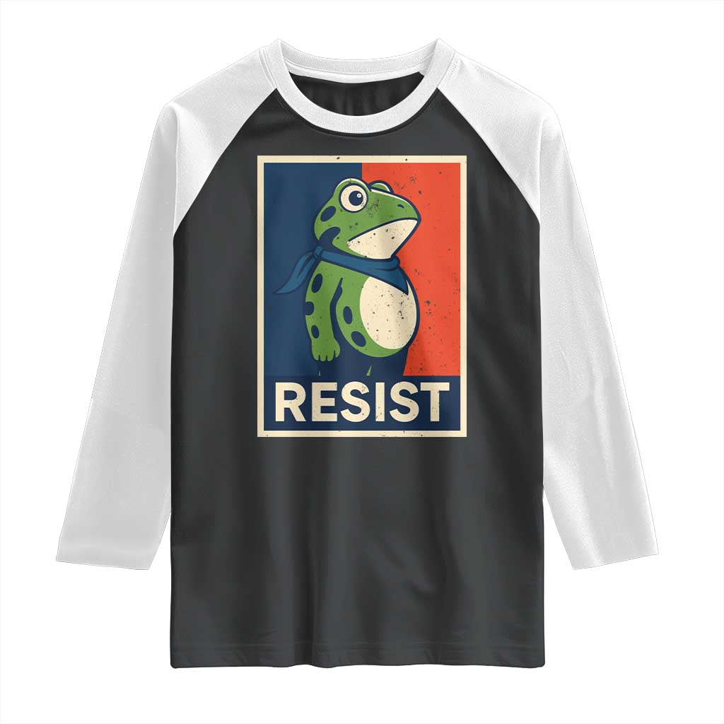 Portland 2025 Protest Raglan Shirt Frog Resist Against Pepper Spray - Wonder Print Shop