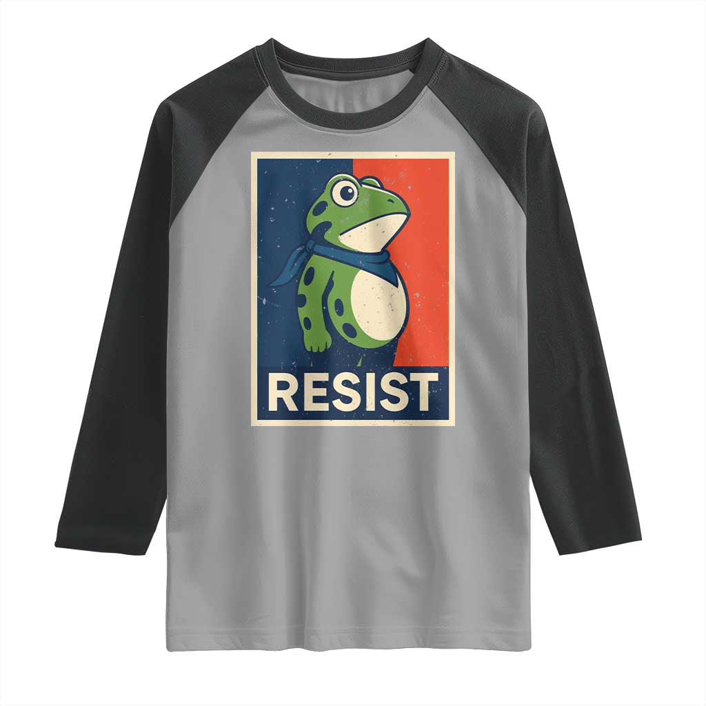 Portland 2025 Protest Raglan Shirt Frog Resist Against Pepper Spray - Wonder Print Shop
