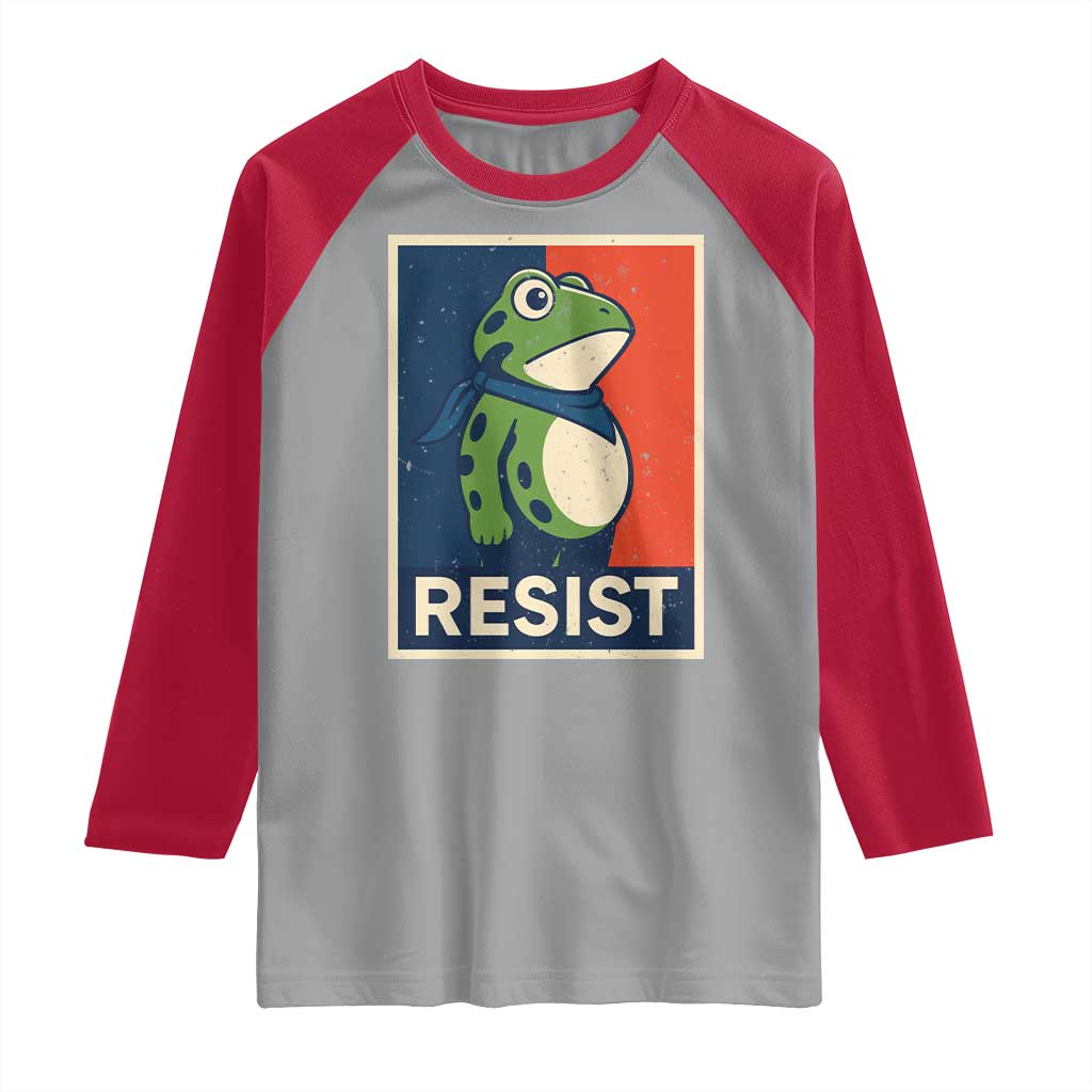 Portland 2025 Protest Raglan Shirt Frog Resist Against Pepper Spray - Wonder Print Shop