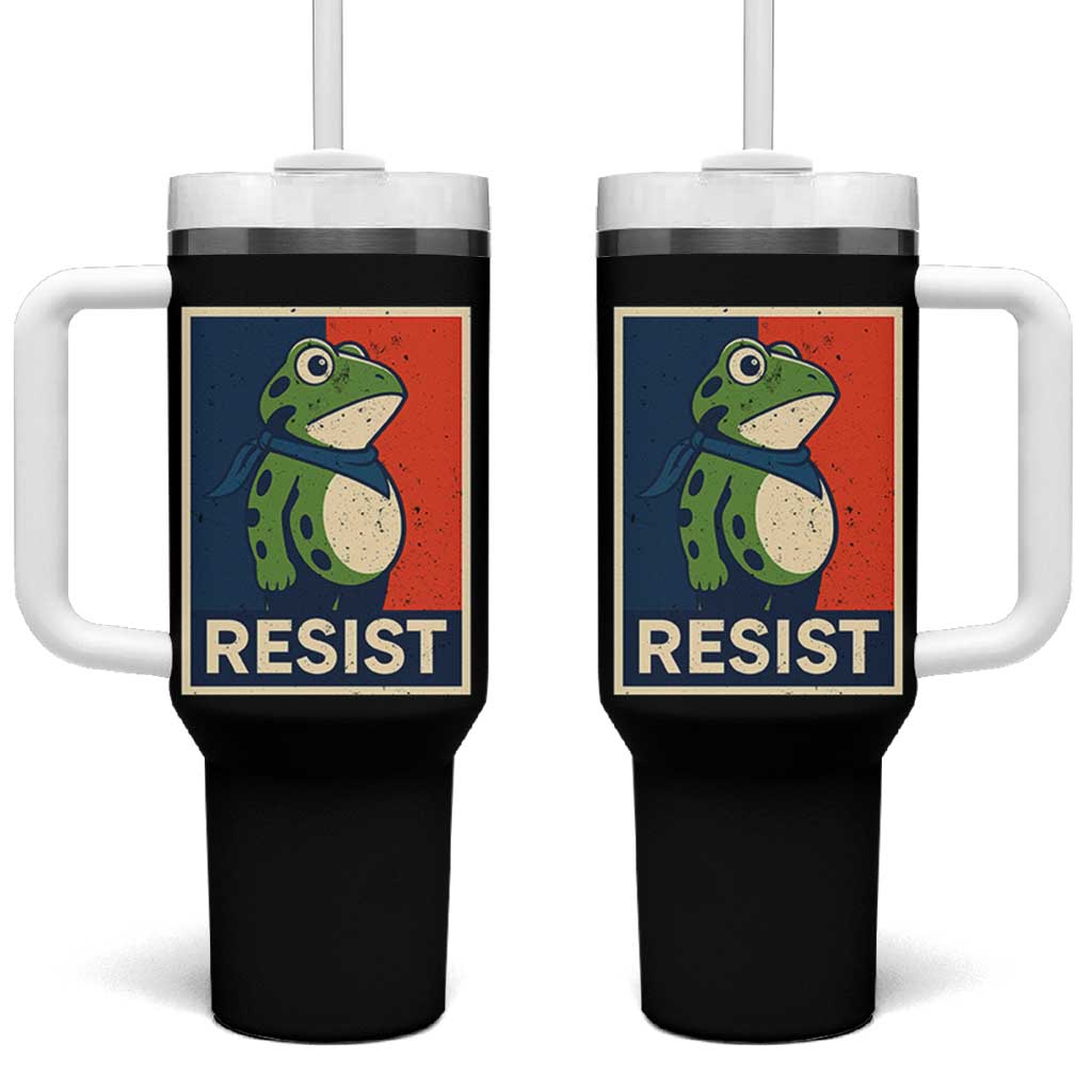 Portland 2025 Protest Tumbler With Handle Frog Resist Against Pepper Spray - Wonder Print Shop