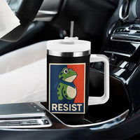 Portland 2025 Protest Tumbler With Handle Frog Resist Against Pepper Spray - Wonder Print Shop