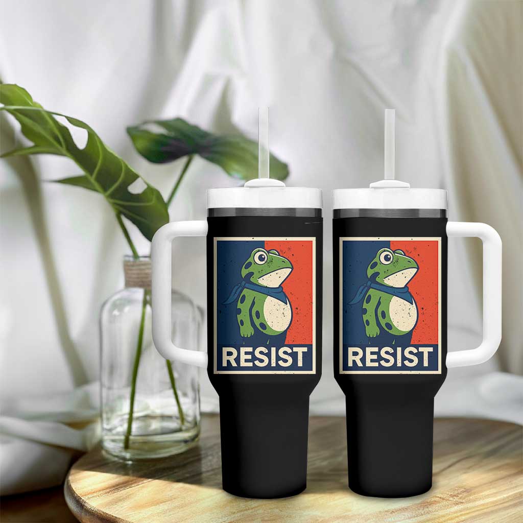 Portland 2025 Protest Tumbler With Handle Frog Resist Against Pepper Spray - Wonder Print Shop