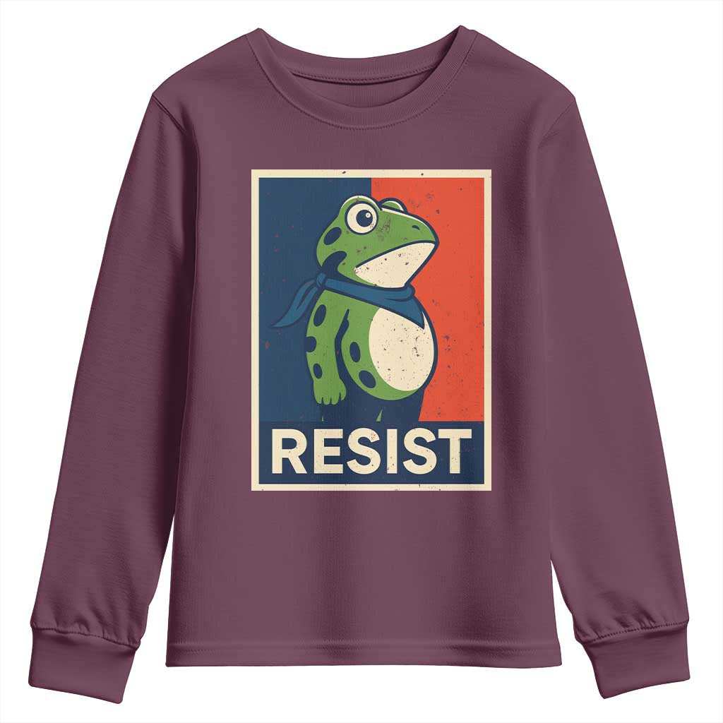 Portland 2025 Protest Youth Sweatshirt Frog Resist Against Pepper Spray - Wonder Print Shop