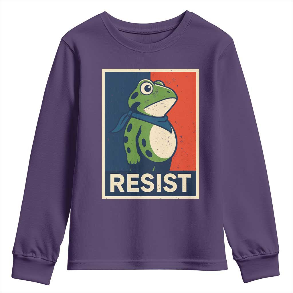 Portland 2025 Protest Youth Sweatshirt Frog Resist Against Pepper Spray - Wonder Print Shop