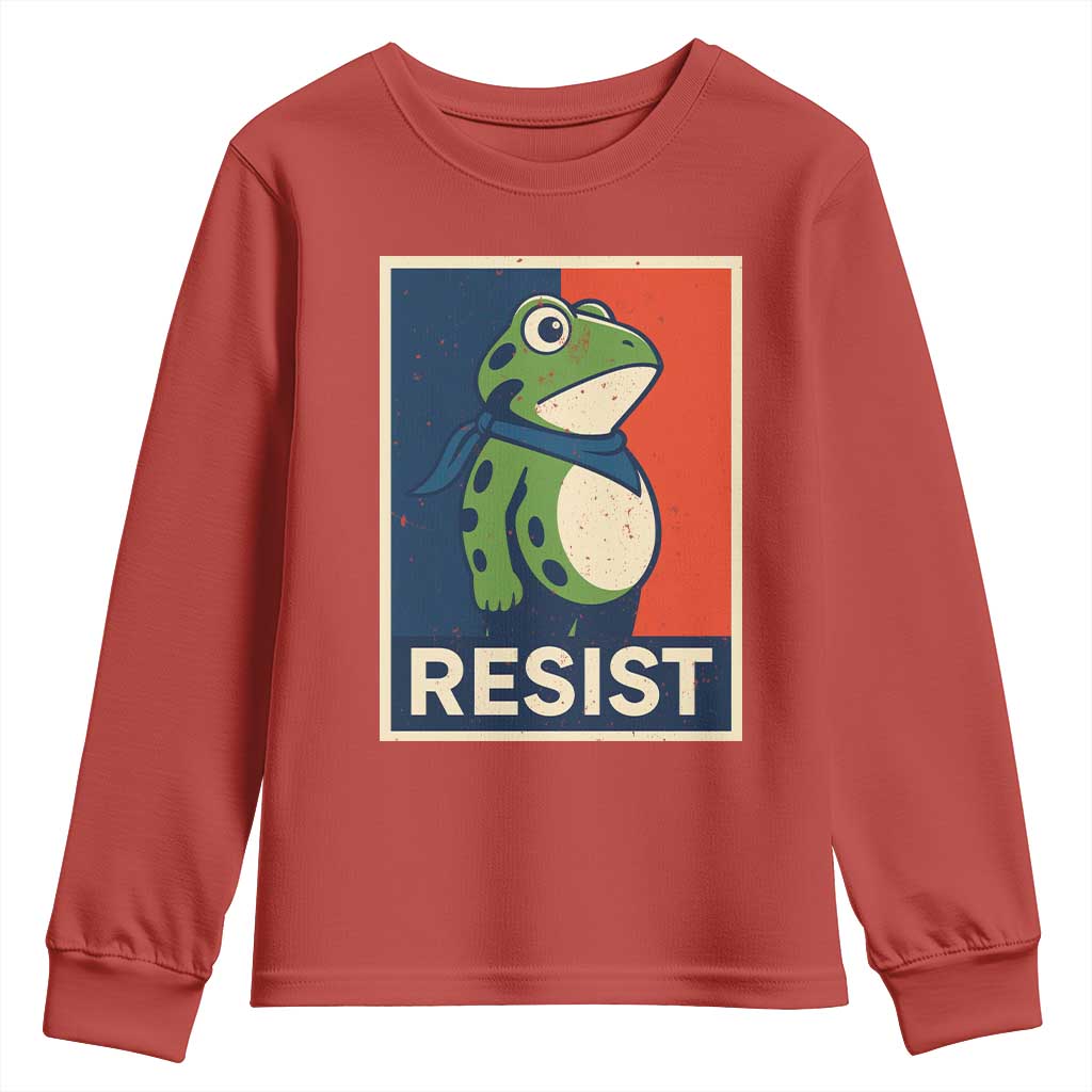 Portland 2025 Protest Youth Sweatshirt Frog Resist Against Pepper Spray - Wonder Print Shop