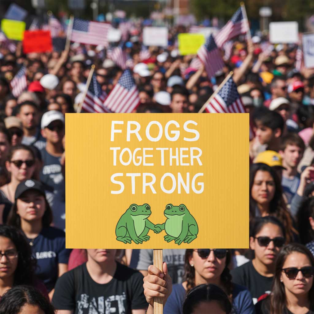 Frogs Together Strong Protest Sign Free Portland Oregon Unity Meme - Wonder Print Shop
