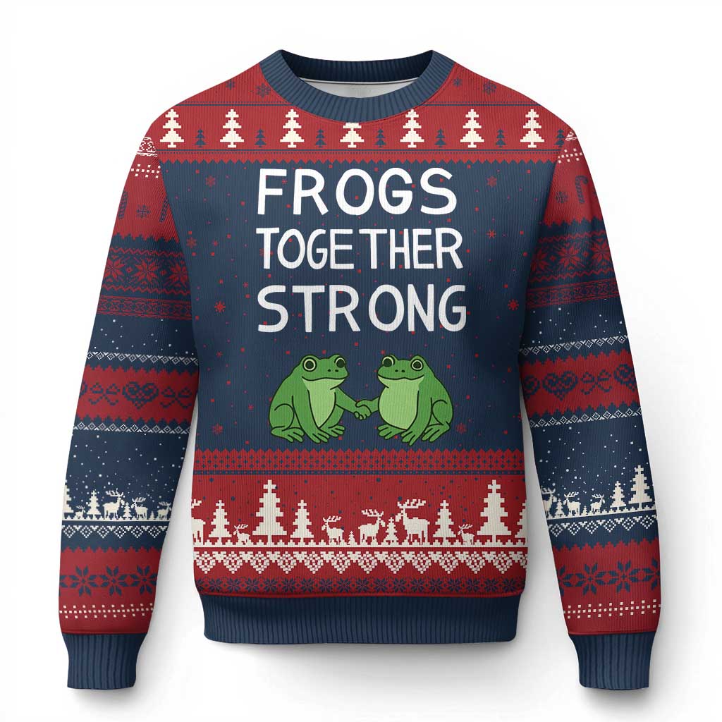 Frogs Together Strong Ugly Christmas Sweater Free Portland Oregon Unity Meme - Wonder Print Shop