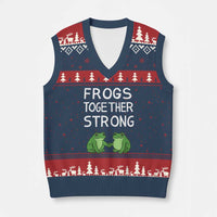 Frogs Together Strong V-Neck Knit Sweater Vest Free Portland Oregon Unity Meme - Wonder Print Shop