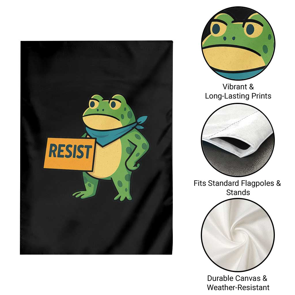 Retro Frog Resist Garden Flag Free Portland Oregon Funny Cartoon Graphic - Wonder Print Shop