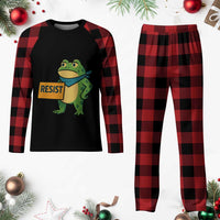 Retro Frog Resist Plaid Pajama Set Free Portland Oregon Funny Cartoon Graphic - Wonder Print Shop